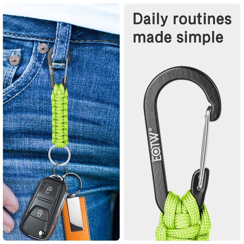 EOTW Carabiner Keychain, Small Carabiner Clip with Paracord Keychain Mini Aluminum D Ring Key Organizer - Image 3